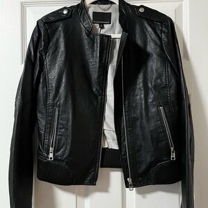 Banana Republic Black Faux Leather Moto Jacket